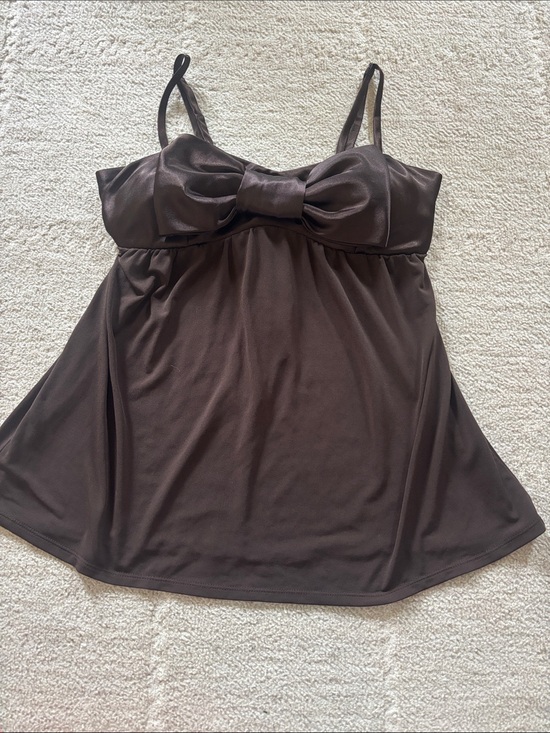 Studio Y Tops - Vintage studio Y bow front brown tank top size medium